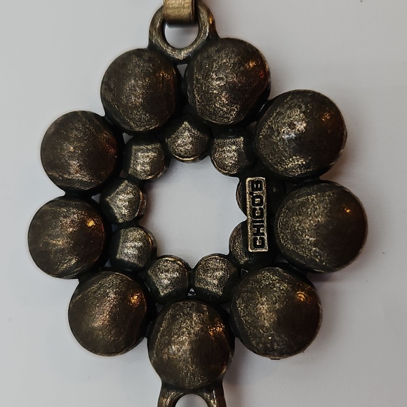 Chico's Chic Floral Belt with Blue and Gold Accents Vintage Metallic Metal 48" - Picture 6 of 6